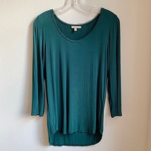 Anthropologie deep sea green 3/4 sleeve top